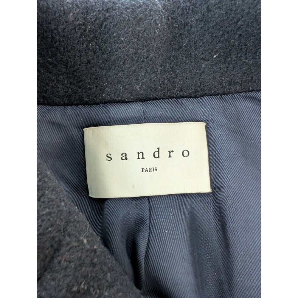Sandro 4 Button Wool Blend Pea Coat W/ Varsity Cuffs Women's Size 38 Bulgarian - Picture 2 of 13